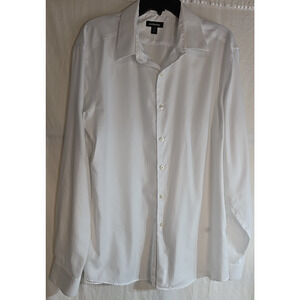 Men's Claiborne White Herringbone Button-up Dress Shirt Size 17